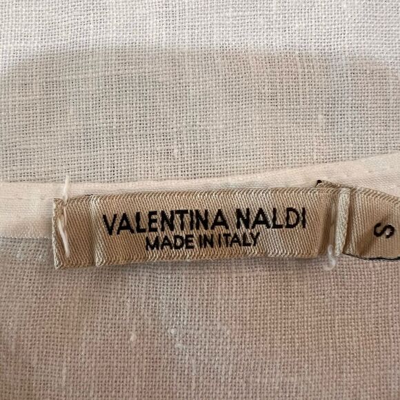 Italian Linen Embroidered Ruffle Sleeve Top White Boho Leaf Detail Oversized S - Picture 7 of 9